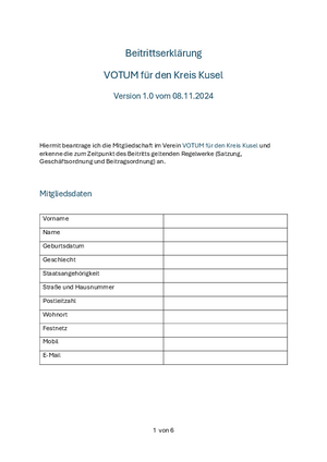 Beitrittserklärung